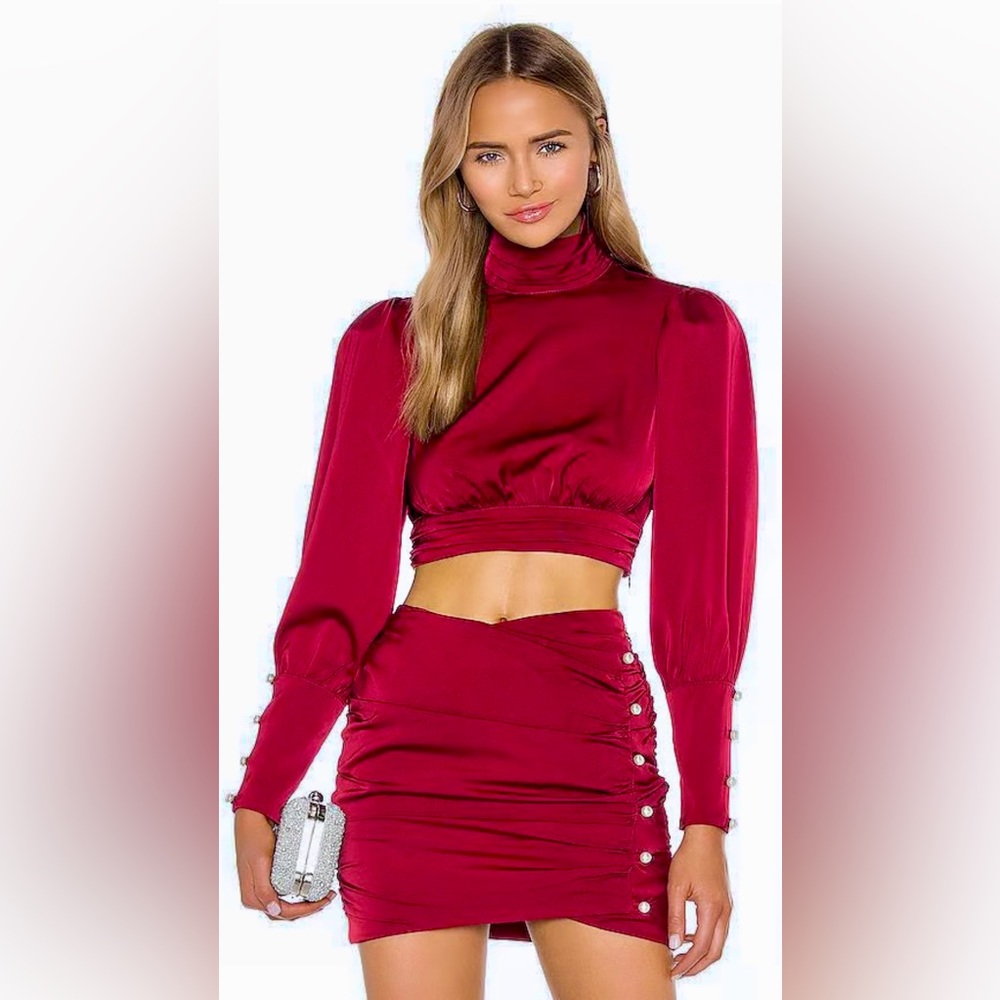 Camila Coelho Kristen Top in Wine, Size Medium